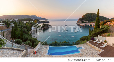 Paleokastritsa Bay at dawn in Corfu Greece 130386962