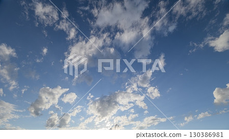 An Exquisite and Beautiful Cloudy Sky Showcasing Varying Patterns Accompanied by Light 130386981