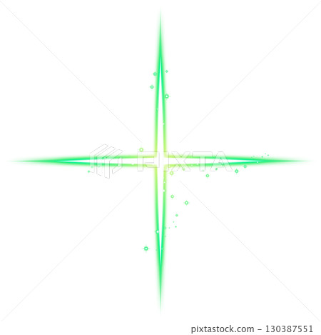 透明背景上的綠色十字形閃光效果 130387551