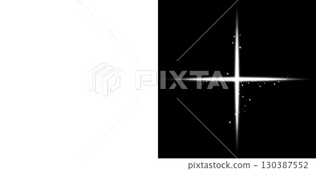 透明和黑色背景上閃耀的十字形閃光效果 130387552
