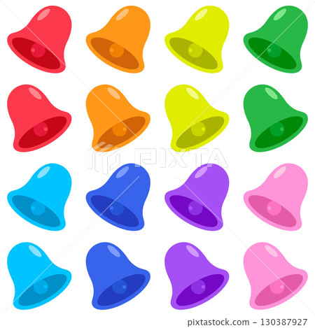 Colorful bell decoration simple illustration 8 color set 130387927