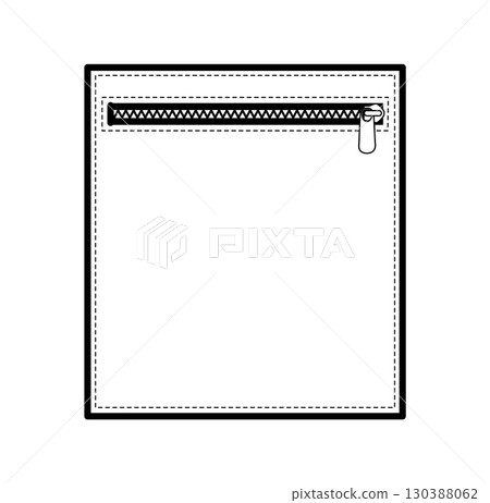 Patch Pocket with Zipper technical fashion illustration. Flat apparel template front view. Women, men unisex style item Patch Pocket with Zipper technical fashion illustration. Flat apparel template front view. Women, men unisex style item 130388062