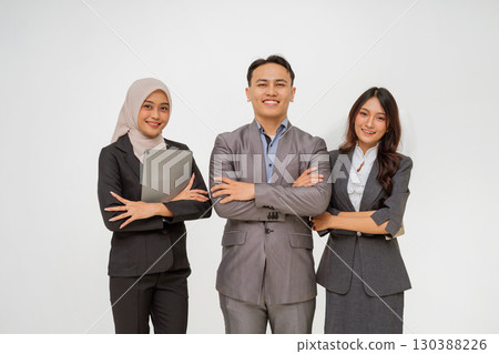 A Professional Team Portrait showcased in formal Business Attire attire for all 130388226
