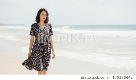 A lovely Japanese beauty on the summer beach 130388442