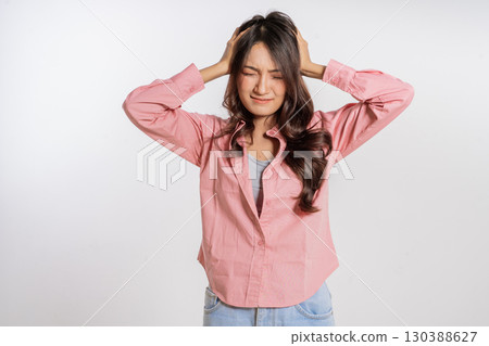 A Frustrated Young Woman Sharing and Expressing Her Stress and Anxiety Feelings 130388627
