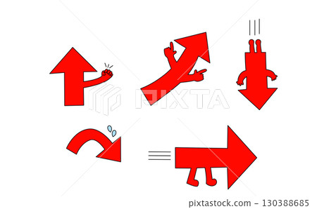 擬人化的紅色箭頭插圖集 130388685
