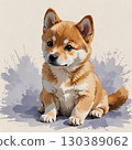 Shiba Inu puppy sitting obediently 130389062