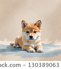 A Shiba Inu puppy lying down comfortably 130389063
