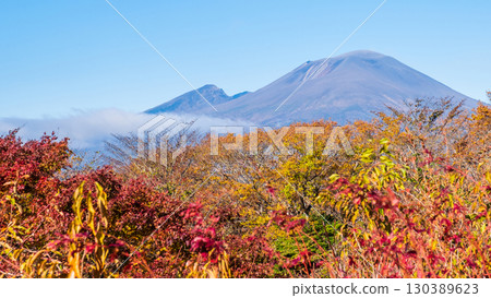 Old Usui Pass Observation Deck (Autumn): Overlooking Mount Asama 130389623