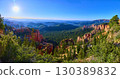 Panoramic Bryce Canyon National Park Hoodoos Forest and Sunlit Sky in Utah 130389832