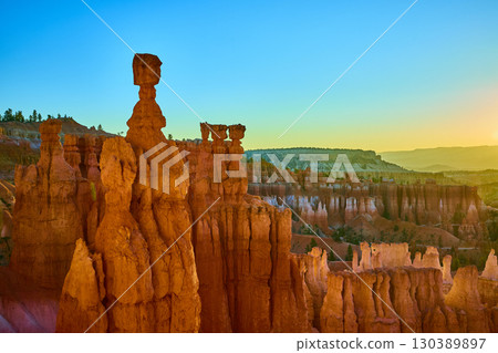 Thor's Hammer Hoodoo at Sunrise Bryce Canyon National Park Golden Hour Landscape 130389897