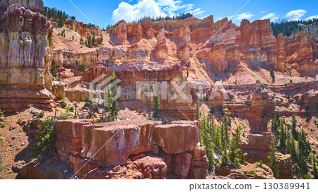 Dramatic Red Rock Cliffs and Pine Trees Dixie National Forest Utah Dramatic Red Rock Cliffs and Pine Trees Dixie National Forest Utah 130389941