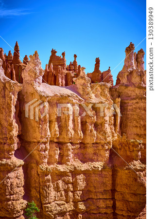 Hoodoo Rock Formations Under Blue Sky Bryce Canyon National Park Utah Hoodoo Rock Formations Under Blue Sky Bryce Canyon National Park Utah 130389949