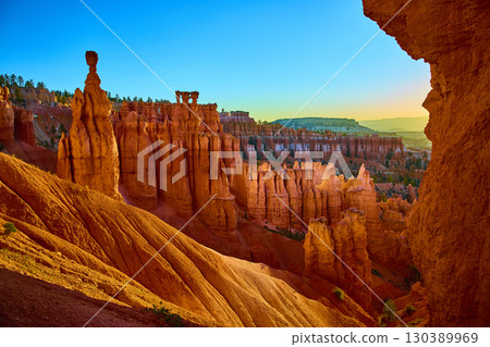 Bryce Canyon National Park Thor's Hammer Hoodoo Formations at Sunrise Golden Hour 130389969