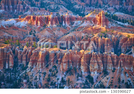 Bryce Canyon Hoodoos and Rock Formations at Sunrise with Pine Trees Utah Bryce Canyon Hoodoos and Rock Formations at Sunrise with Pine Trees Utah 130390027