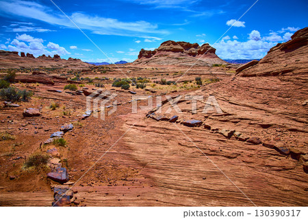 Red Sandstone Formations and Desert Terrain under Blue Sky Arizona Trail 130390317