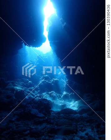 Sunlight reaching the seabed of Ishigaki Island, Okinawa 130390436