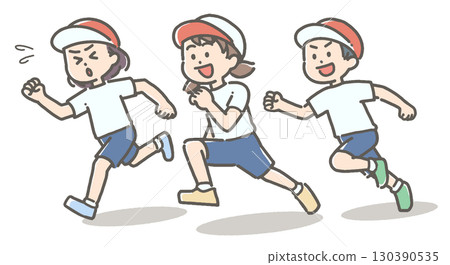 孩子們在運動會上跑步的插圖 孩子們在運動會上跑步的插圖 130390535
