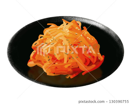 Carrot namul (black plate) with sesame seeds Carrot namul (black plate) with sesame seeds 130390755