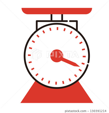 Illustration material of a red kitchen scale Illustration material of a red kitchen scale 130391214
