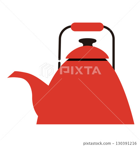 Illustration material of a red stylish kettle 130391216