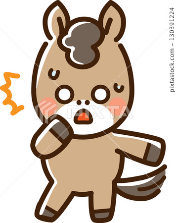 一匹驚訝而焦慮的馬 130391224