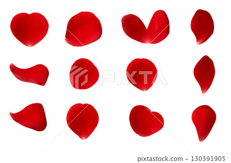 Red rose petals set 130391905