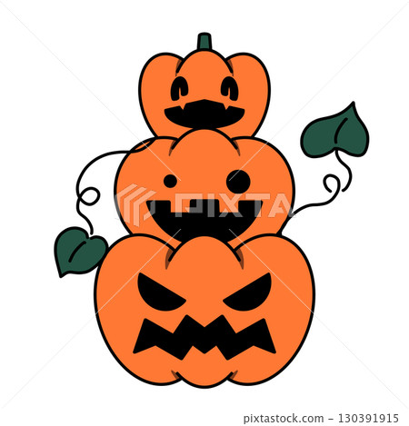 Illustration of a triple-tiered jack-o'-lantern Illustration of a triple-tiered jack-o'-lantern 130391915