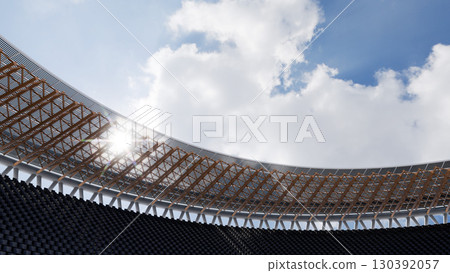 陽光透過體育場屋頂照射進來 陽光透過體育場屋頂照射進來 130392057