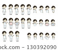 Female medical workers with various facial expressions illustration set 130392090