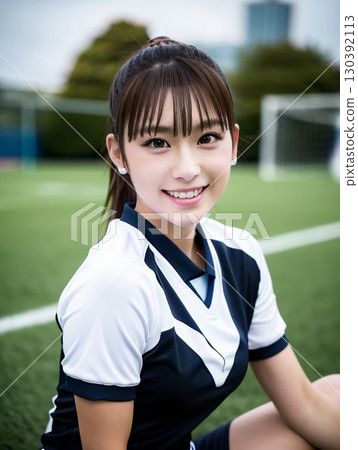 一個女人在踢足球 一個女人在踢足球 130392113