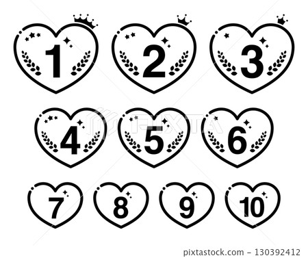 Simple thick line ranking icon (heart-shaped, monochrome) Simple thick line ranking icon (heart-shaped, monochrome) 130392412