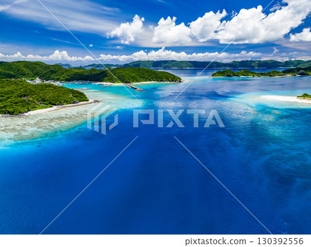 Drone shot of Agenashiki Island. Zamami Island and Amuro Island are also visible. Zamami Island, Kerama Islands, Shimajiri District, Okinawa Prefecture - June 2025 Drone shot of Agenashiki Island. Zamami Island and Amuro Island are also visible. Zamami Island, Kerama Islands, Shimajiri District, Okinawa Prefecture - June 2025 130392556