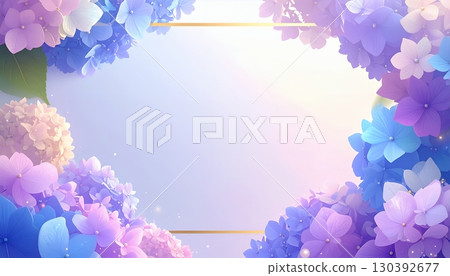 A fantastic early summer frame background of hydrangeas wrapped in light 130392677