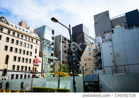 Building reconstruction work underway in Ginza, Tokyo August 2025 b-2 High saturation contrast Building reconstruction work underway in Ginza, Tokyo August 2025 b-2 High saturation contrast 130392726
