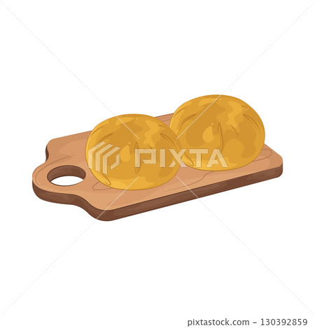 Illustration of Bread on a chopping board 130392859