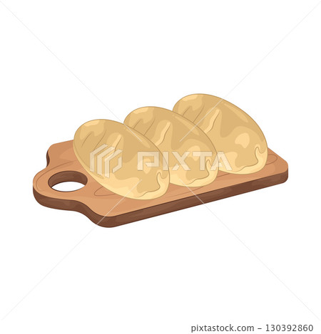 Illustration of Bread on a chopping board Illustration of Bread on a chopping board 130392860