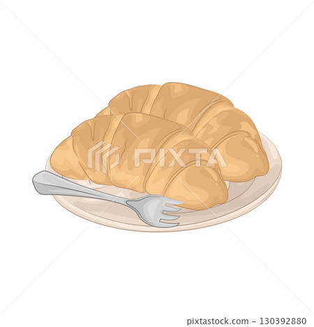 Illustration of Bread on plate 130392880
