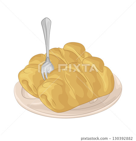 Illustration of Bread on plate 130392882