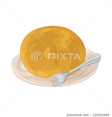 Illustration of Bread on plate Illustration of Bread on plate 130392884