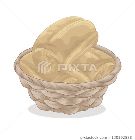 Illustration of Bread in basket 130392888