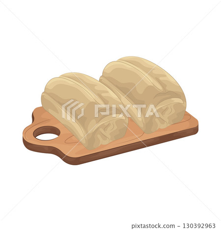Illustration of Bread on a cutting board 130392963
