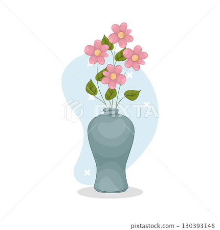 Illustration of Vase with beautiful flower Illustration of Vase with beautiful flower 130393148