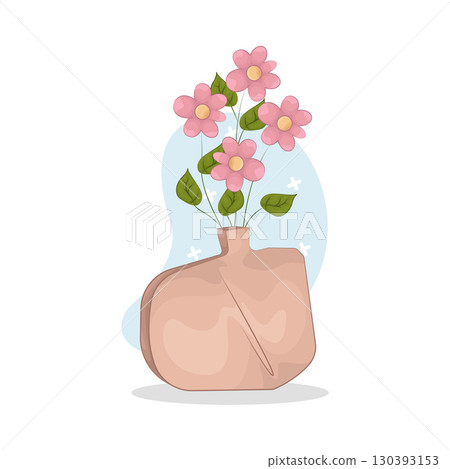 Illustration of Vase with beautiful flower 130393153