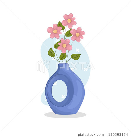 Illustration of Vase with beautiful flower Illustration of Vase with beautiful flower 130393154