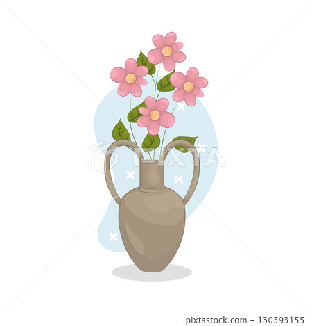 Illustration of Vase with beautiful flower 130393155