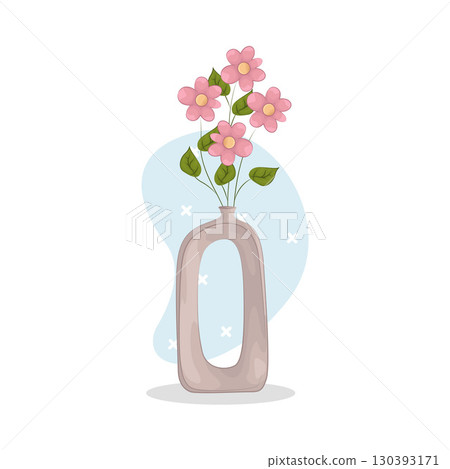 Illustration of Vase with beautiful flower 130393171
