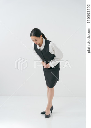 Portrait of a woman bowing Portrait of a woman bowing 130393292