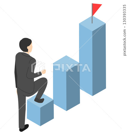 等距男性辦公室職員上升圖表 等距男性辦公室職員上升圖表 130393335