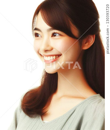 微笑的女人和白色背景 130393720